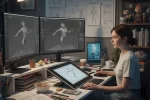 3D animation student working on character model in Pune animation college